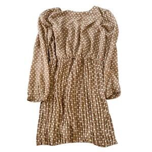 IRENE’S Story Brown Polka Dot Long Sleeve Dress - S